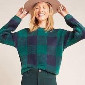 Fred and Sibel Green Checkered Sweater XS